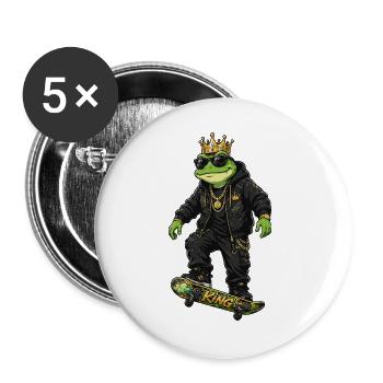 Royal Frog King Streetwear - Buttons groß 56 mm (5er Pack) - Weiß - Vorne