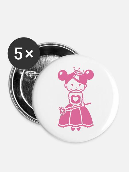 Prinzessin - Buttons groß 56 mm (5er Pack) - Weiß