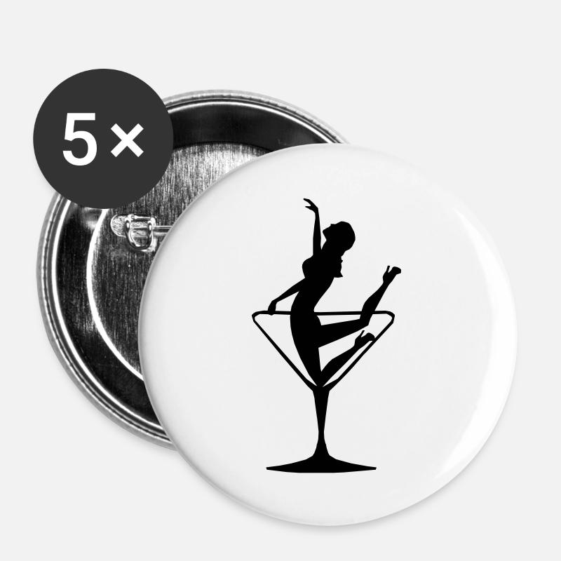 Lady in a Martini Glass - Kneeling - Buttons large 2.2''/56 mm (5-pack) - white