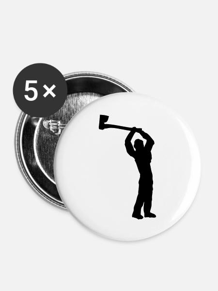 Holzfäller - Buttons groß 56 mm (5er Pack) - Weiß