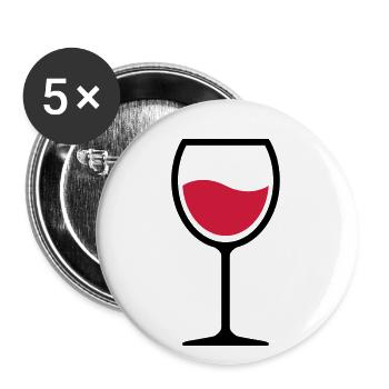03 Glas Wein Vino Tinto - Buttons groß 56 mm (5er Pack) - Weiß - Vorne