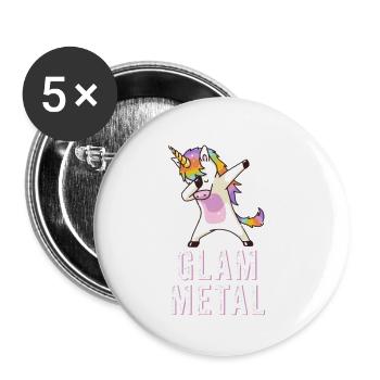 Glam Metal Dabbing Unicorn - Dabbing Unicorn Metal - Buttons large 2.2''/56 mm (5-pack) - white - Front