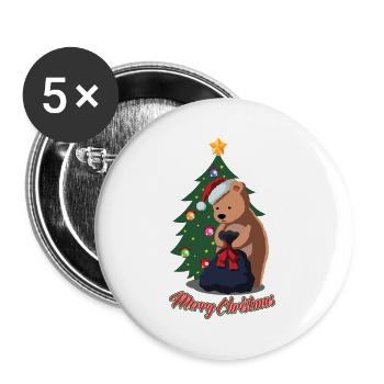 Ours polaire de Noël - Drôle de cadeau d’animal mignon de Noël - Lot de 5 grands badges (56 mm) - blanc - Devant