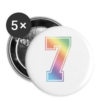 7 Numéro coloré - Lot de 5 grands badges (56 mm) - blanc - Devant