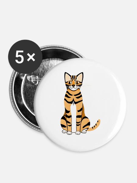 Bengalkatze - Buttons groß 56 mm (5er Pack) - Weiß