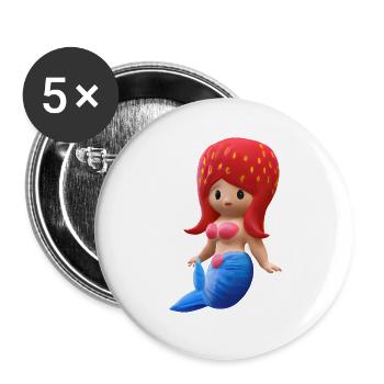 Sirène aux fraises - Lot de 5 grands badges (56 mm) - blanc - Devant