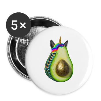 Happy Unicorn Avocado - Buttons large 2.2''/56 mm (5-pack) - white - Front
