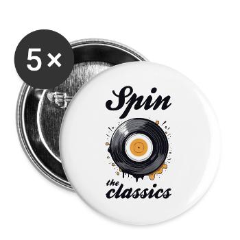 Spin the classics. Vinyl disk graphic. - Buttons large 2.2''/56 mm (5-pack) - white - Front