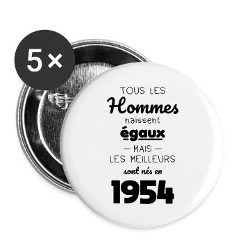 Anniversaire 70 ans - Meilleurs sont nés en 1954 - Lot de 5 grands badges (56 mm) - blanc - Devant