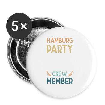 Hamburg Party Crew - Buttons groß 56 mm (5er Pack) - Weiß - Vorne