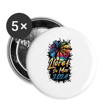 Lloret De Mar 2024 Palmen Bunt - Buttons groß 56 mm (5er Pack) - Weiß - Vorne