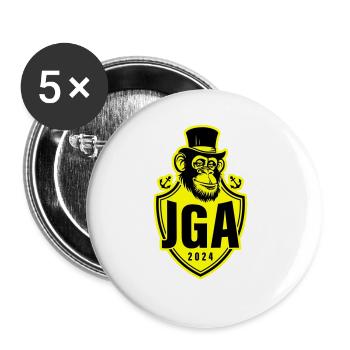 Junggesellen Abschied 2024 Affe Bräutigam Jga - Buttons groß 56 mm (5er Pack) - Weiß - Vorne