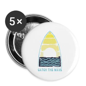 Surfboard. Catch the wave. - Buttons large 2.2''/56 mm (5-pack) - white - Front