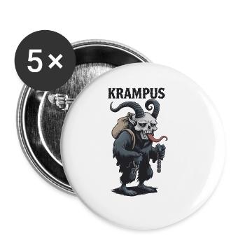 Test Krampus Knecht Ruprecht Perchten Nikolaus - Buttons groß 56 mm (5er Pack) - Weiß - Vorne