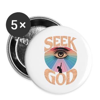Chercher Dieu - Conception fidèle - Lot de 5 grands badges (56 mm) - blanc - Devant