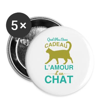 Cadeau l'amour d'un chat - Buttons large 2.2''/56 mm (5-pack) - white - Front