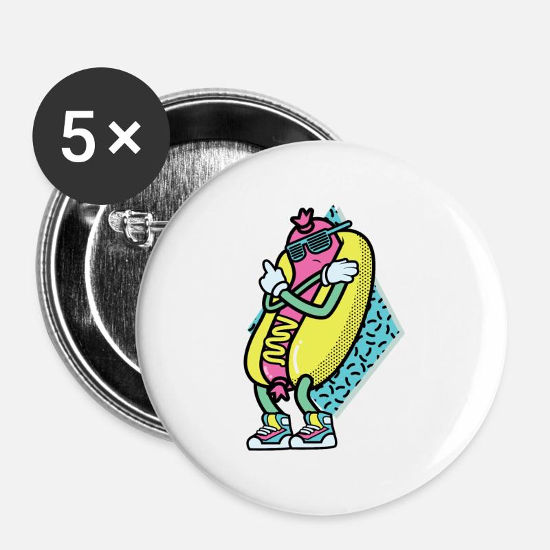 Hot Dog Funny - Buttons large 2.2''/56 mm (5-pack) - white