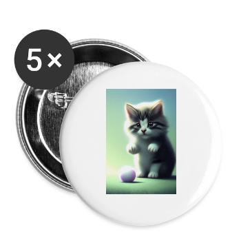 Little Cute Baby Cat - Buttons large 2.2''/56 mm (5-pack) - white - Front