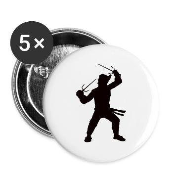 Moine maître de la conception de silhouettes d’arts martiaux - Lot de 5 grands badges (56 mm) - blanc - Devant