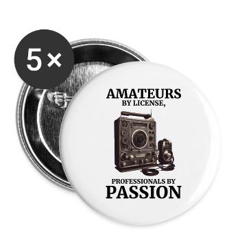 Amateurs amateurs passionnés de radio amateur vintage par licence - Lot de 5 grands badges (56 mm) - blanc - Devant