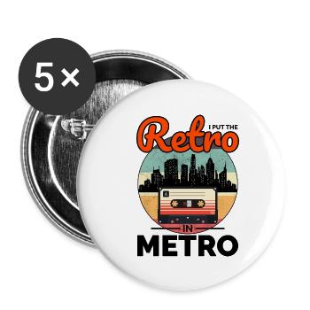 Retro Meets Metro: Iconic '80s Vibes Cityscape - Buttons large 2.2''/56 mm (5-pack) - white - Front