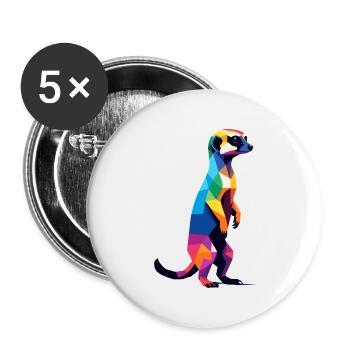 Suricate en Big Pixels Cool, Savannah Coloré - Lot de 5 grands badges (56 mm) - blanc - Devant