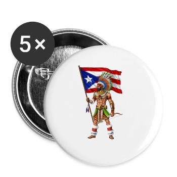 Puerto Rico Boricua Krieger - Buttons groß 56 mm (5er Pack) - Weiß - Vorne