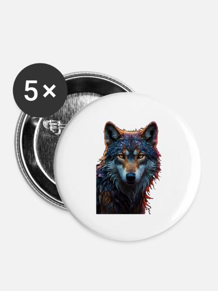 Wolf - Buttons groß 56 mm (5er Pack) - Weiß