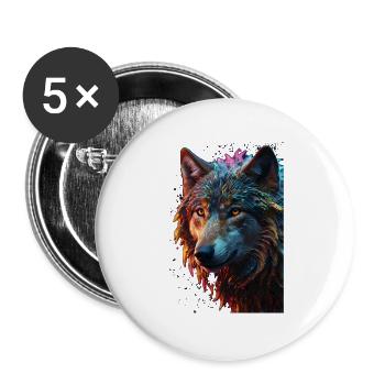 Wolf Wolf Head Predator Gift - Buttons large 2.2''/56 mm (5-pack) - white - Front
