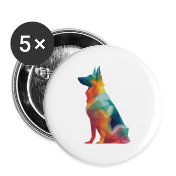 German Shepherd Low Poly Art Desing Colorful - Buttons large 2.2''/56 mm (5-pack) - white - Front
