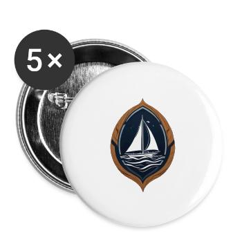 Segelboot - Buttons groß 56 mm (5er Pack) - Weiß - Vorne