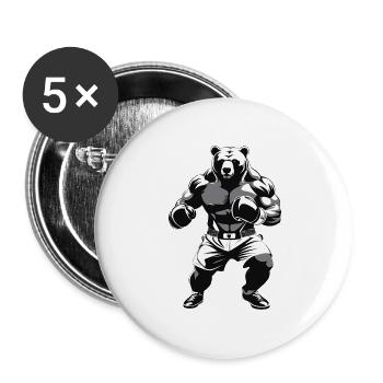 Boxing Bear - Box Club Logo Design - Buttons large 2.2''/56 mm (5-pack) - white - Front