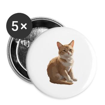 Chat mignon - Conception de chat de compagnie - Lot de 5 grands badges (56 mm) - blanc - Devant