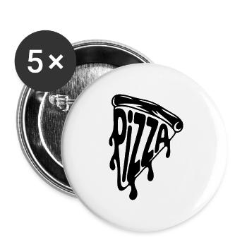 Pizza - Lustige Pizza Zitat T-Shirt - Buttons groß 56 mm (5er Pack) - Weiß - Vorne