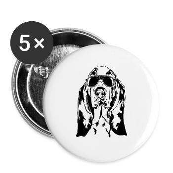 Basset Hound Lunettes de soleil Cool Dog Dog Wilsigns - Lot de 5 grands badges (56 mm) - blanc - Devant