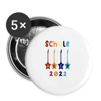 Schule 2022 ABCD Rockgitarre T shirt - Buttons groß 56 mm (5er Pack) - Weiß - Vorne