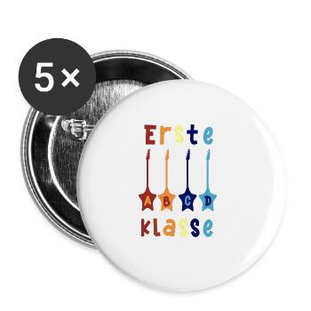 1. Klasse ABCD Rock T shirt - Buttons groß 56 mm (5er Pack) - Weiß - Vorne