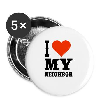 I love my neighbor, the neighborhood T-shirt - Buttons large 2.2''/56 mm (5-pack) - white - Front