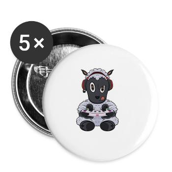 Lamb With Gaming Controller I Funny Gaming I Gamer - Buttons groß 56 mm (5er Pack) - Weiß - Vorne