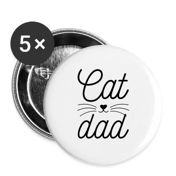 Katze Papa - Buttons groß 56 mm (5er Pack) - Weiß - Vorne