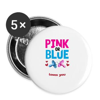 Pink or Blue Great-Grandma Loves You Gender - Buttons large 2.2''/56 mm (5-pack) - white - Front