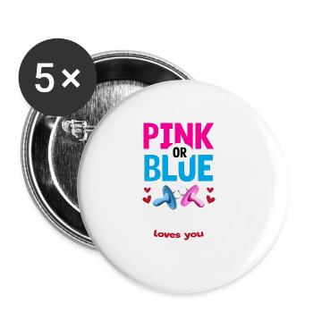 Pink or Blue Gran Gran Loves You Gender Reveal - Buttons large 2.2''/56 mm (5-pack) - white - Front