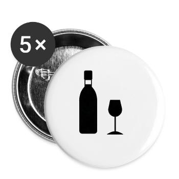 Wine Gift Idea Wine Glass Wine Bottle - Buttons large 2.2''/56 mm (5-pack) - white - Front