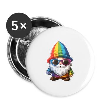Regenborgen dwarf with sunglasses - Buttons large 2.2''/56 mm (5-pack) - white - Front