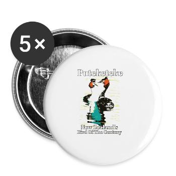 Puteketeke New Zealand's Bird of the Century - Buttons large 2.2''/56 mm (5-pack) - white - Front