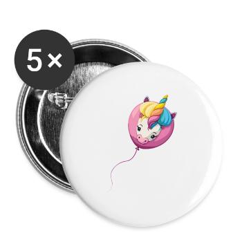 Einhorn Ballon - Buttons groß 56 mm (5er Pack) - Weiß - Vorne
