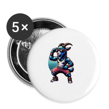 Goat Workout Fitness Training Gym - Buttons large 2.2''/56 mm (5-pack) - white - Front