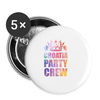 Croatia Party Crew Spruch - Buttons groß 56 mm (5er Pack) - Weiß - Vorne