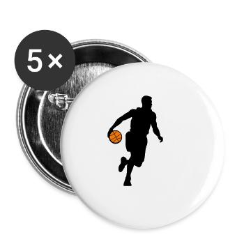 Symbole Joueur De Basket-Ball Joueur Homme - Lot de 5 grands badges (56 mm) - blanc - Devant