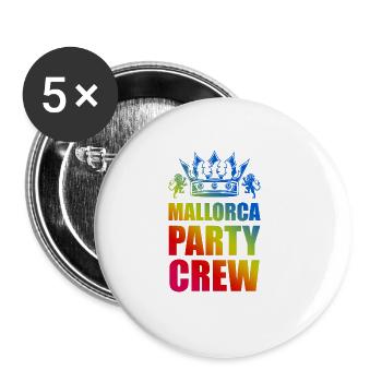 Mallorca Party Crew Spruch - Buttons groß 56 mm (5er Pack) - Weiß - Vorne
